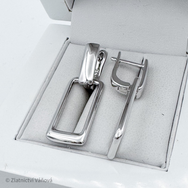 Stříbrné visací náušnice hranaté